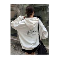 Trendseninle The Stage Baskılı Beyaz Kapüşonlu Kadın Sweatshirt