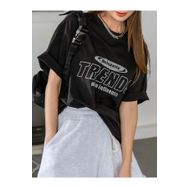 Trendseninle Trends Baskılı Siyah Oversize Kadın T-shirt