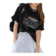 Trendseninle Trends Baskılı Siyah Oversize Kadın T-shirt