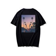 Trendseninle Tropical Sırt Baskılı Siyah Oversize Erkek T-shirt