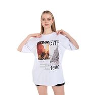 Trendseninle Urban Baskılı Açık Beyaz Kadın T-shirt