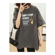 Trendseninle Vintage Drink Baskılı Füme Oversize Kadın T-shirt