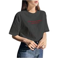Trendseninle Zero In Your Target Baskılı Füme Oversize Kadın T-shirt