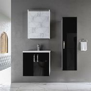 Trio Modül Asmira 60 cm 3'lü Set - Siyah Banyo Dolabı