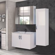 Trio Modül Asmira 80 cm 3'lü Set - Beyaz Banyo Dolabı