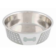 Trixie 0.75 lt 17 cm Beyaz Gri Paslanmaz Çelik Silikon Köpek Mama Su Kabı