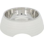 Trixie 22 cm 800 ml Beyaz Köpekler için Dışı Melamin İçi Paslanmaz Çelik Mama ve Su Kabı