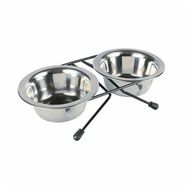 Trixie Paslanmaz Çelik 2x450 ml 12 cm Kedi Köpek İkili Mama Kabı