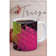 Truego Seramik Mug Kırmızı Yeşil Desen Kupa