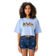 Tshirthane 3 Wise Beagles Christmas Bebe Mavi Kadın Crop