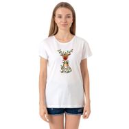 Tshirthane Adorable Reindeer Beyaz Kadın Bisikletyaka T-shirt