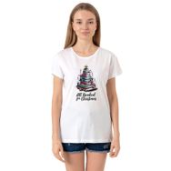 Tshirthane All Booked For Christmas Beyaz Kadın Bisikletyaka T-shirt