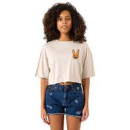Tshirthane Bad Bunny Halloween Monstiez Bej Kadın Crop