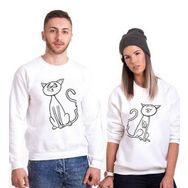 Tshirthane Cats Love Sevgili Kombinleri Sweatshirt Kombini
