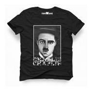 Tshirthane Charlie Chaplie Portre Siyah Erkek Tshirt
