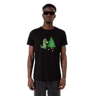 Tshirthane Dinosaur Christmas Tree Siyah Erkek T-shirt