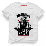 Tshirthane Dragon Ball Super Saiyan Traning Beyaz Erkek T-shirt