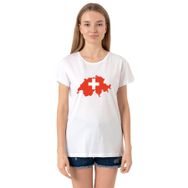 Tshirthane Euro 24 Switzerland Bisikletyaka Kadın Beyaz Sweatshirt
