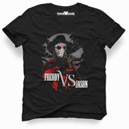 Tshirthane Freddy VS jason Siyah Erkek T-shirt