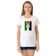 Tshirthane Free Hand Palestine Flag Kapüşonlu Kadın Beyaz Sweatshirt