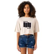 Tshirthane G-Dragon Rich Kids Bej Kadın Crop