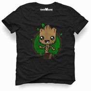 Tshirthane Galaxy Baby Groot Siyah Erkek T-shirt