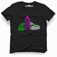 Tshirthane Grafitti neon light Siyah Erkek T-shirt