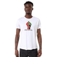 Tshirthane Hand Free Palestine Beyaz Bisiklet Yaka Erkek T-shirt