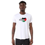 Tshirthane Heart Palestine Flag Beyaz Bisiklet Yaka Erkek T-shirt