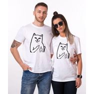 Tshirthane Kedi Kız Erkek 2'li Sevgili T-shirt