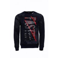 Tshirthane Lacivert Taşlı Baskılı Desenli Sweatshirt