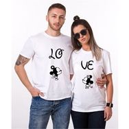 Tshirthane Lo Ve Öpücük Mause 2'li Sevgili T-shirt