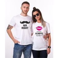 Tshirthane Mr. Mrs. Always Right. 2'li Sevgili T-shirt
