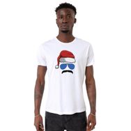 Tshirthane Mustache Christmas Hero Beyaz Bisiklet Yaka Erkek T-shirt