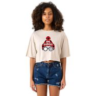 Tshirthane Oh Fudge Christmas Bej Kadın Crop