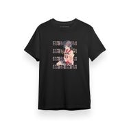 Tshirthane P17198S372 Monogatari Anime Tsubasa Hanekawa Lettern Poster Siyah Kısa Kol Erkek T-shirt