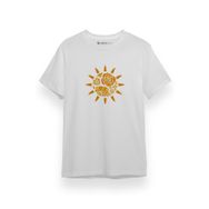 Tshirthane P17504S8289 Decorative Floral Sun Beyaz Erkek T-shirt