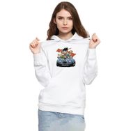 Tshirthane P18601S3325 Dragon Ball Z Anime Goku Racer 3ip Kapüşonlu Kadın Beyaz Sweatshirt