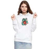 Tshirthane P18738S7374 Dragon Samurai Anime 3ip Kapüşonlu Kadın Beyaz Sweatshirt
