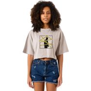 Tshirthane P19813S2776 The Mentalist Crime Scene Tape Taş Rengi Kadın Crop