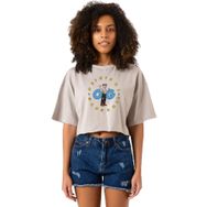 Tshirthane P19905S4018 The Smurfs Original Gargamel Taş Rengi Kadın Crop