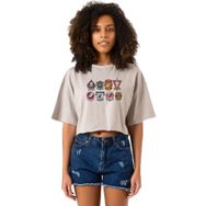 Tshirthane P19923S1509 Top Gun Maverick Badge Layout Group Taş Rengi Kadın Crop