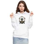 Tshirthane P20780S7978 Demon Slayer Anime Hantengu Clone 3ip Kapüşonlu Kadın Beyaz Sweatshirt