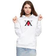 Tshirthane P21537S282 Hunter x Hunter Anime Logo 3ip Kapüşonlu Kadın Beyaz Sweatshirt