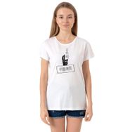 Tshirthane P21671S8594 Bisiklet Yaka Beyaz Kadın T-shirt