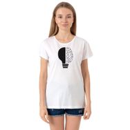 Tshirthane P21848S8641 Bisiklet Yaka Beyaz Kadın T-shirt