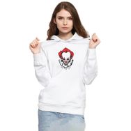 Tshirthane P22497S8028 Pennywise Face Beyaz 3ip Kapüşonlu Kadın Sweatshirt