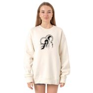 Tshirthane P23012S9092 Steins Gate Okabe and Kurisu Ekru 2ip Kadın Sweatshirt