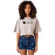 Tshirthane P23340S9828 The Walking Dead Glenn Rhee Symbols Taş Rengi Kadın Crop