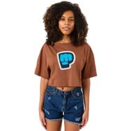 Tshirthane PiewDiePie Active Kahverengi Kadın Crop